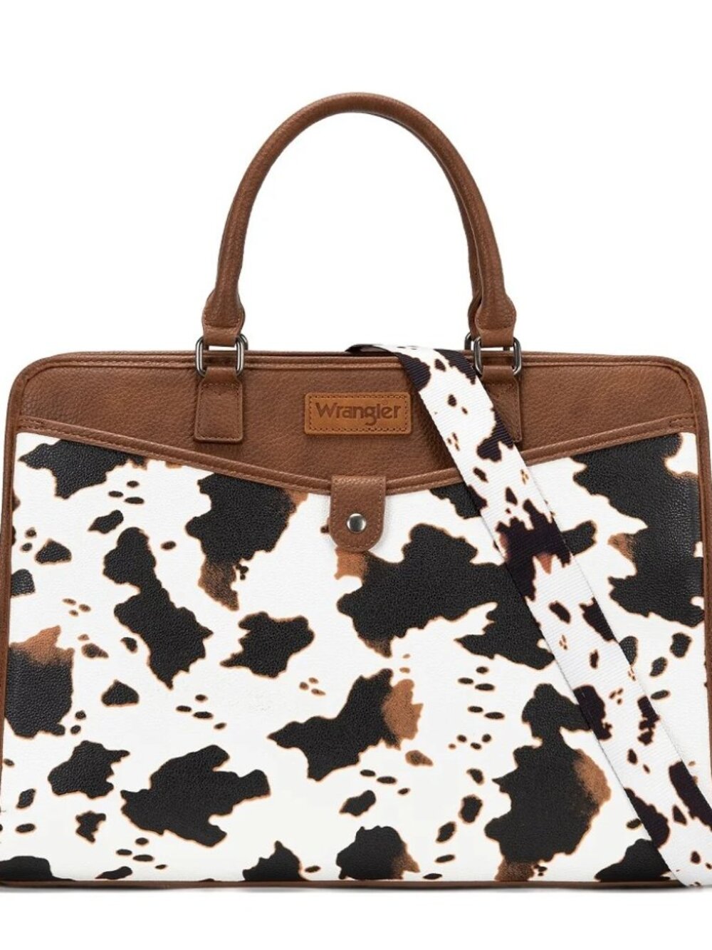 Wrangler Pebbled Faux Leather Laptop Brief Bag Cow-Brown